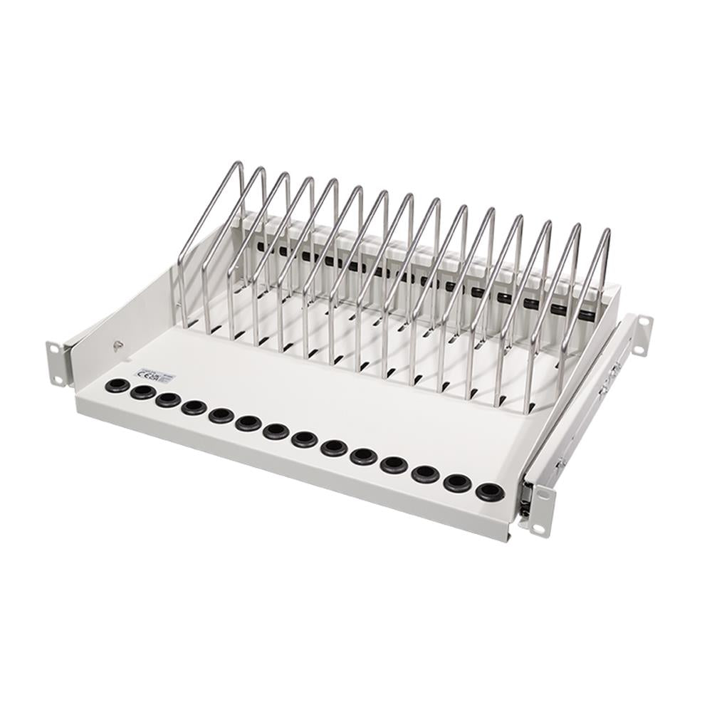 LogiLink Ausziehbarer 19"-Fachboden für Notebooks & Tablets – Lichtgrau, 4,5 HE