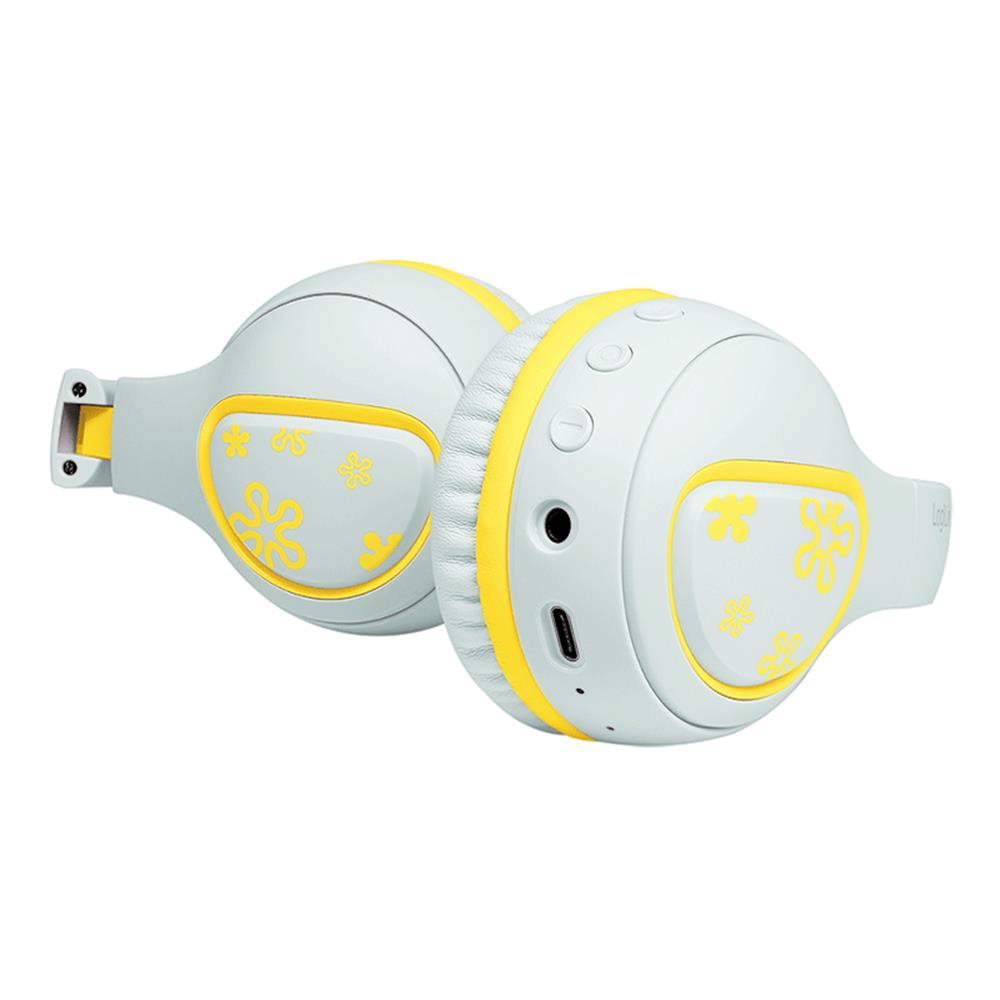 LogiLink Bluetooth 5.4 Kinderheadset, max. 85 dB, mit Mikrofon, faltbar, Hellblau/Gelb