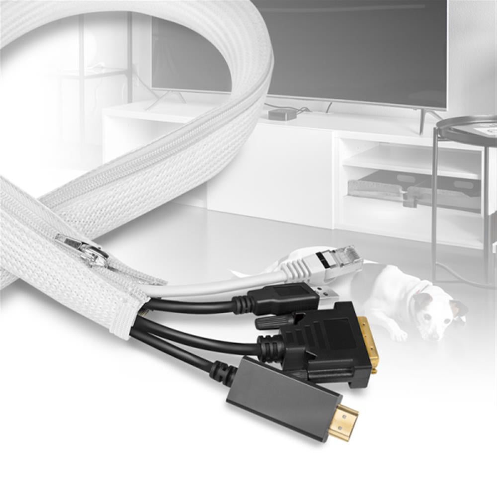 LogiLink Kabelschlauch mit Reißverschluss, 30 mm, Weiß, 5 m