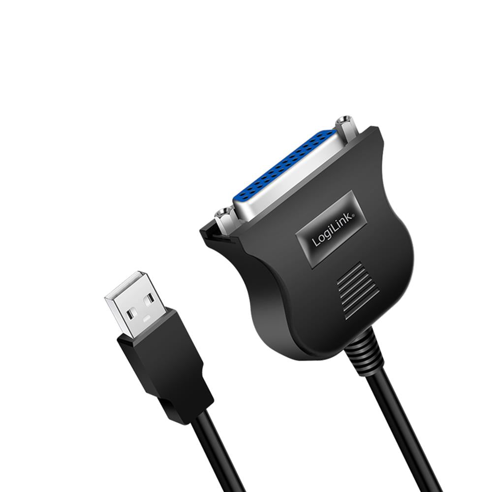 LogiLink USB 1.1-Kabel USB-A/M zu DB25/M – 1,8 m, bidirektional, schwarz