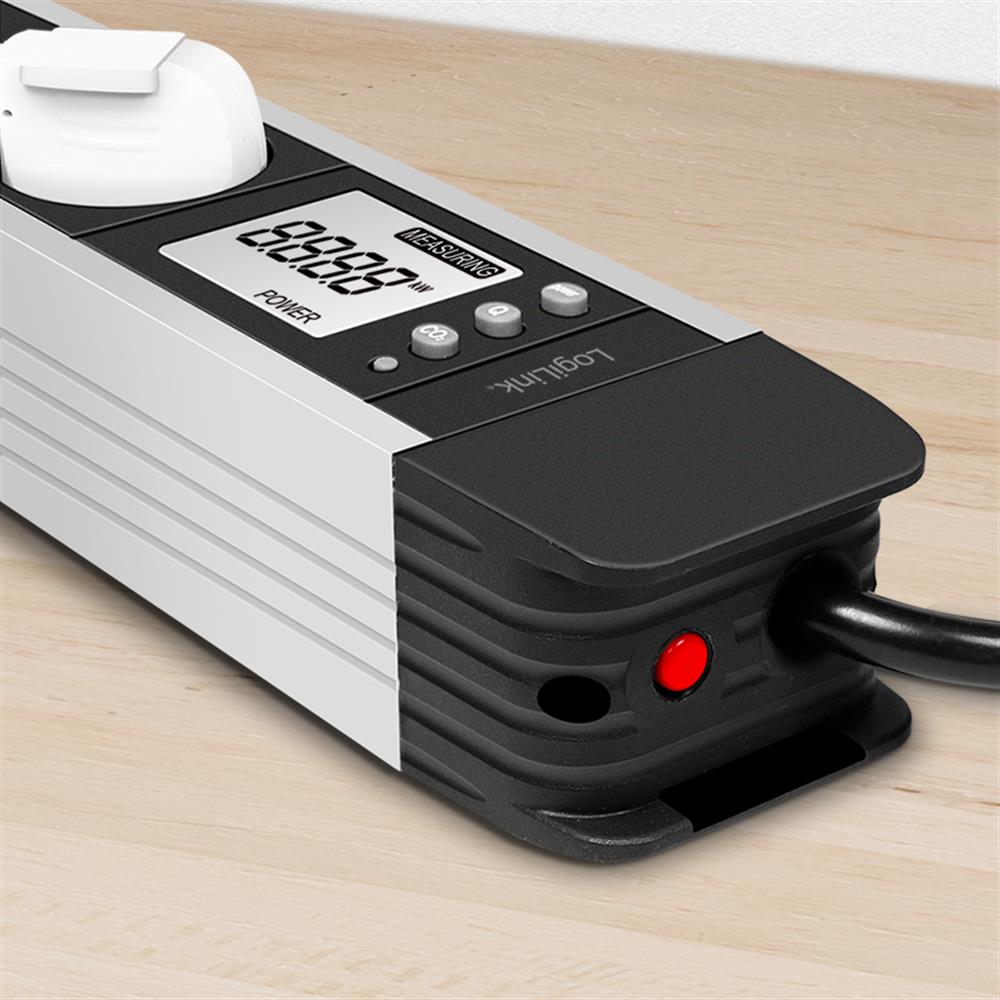 LogiLink 5-fach Steckdosenleiste mit LCD-Display für Energieverbrauch & CO₂-Emission