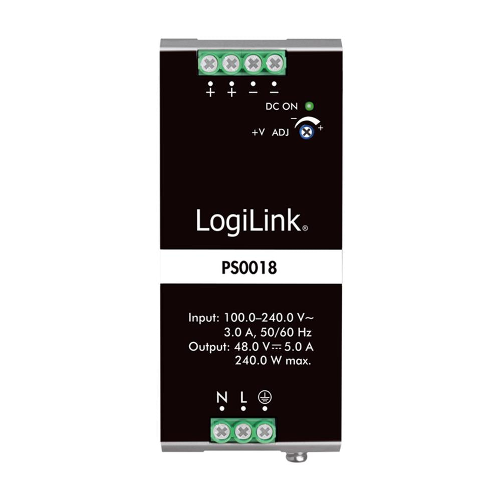 LogiLink Hutschienen-Netzteil – 240 W, 48 V, für TS-35 DIN Rail