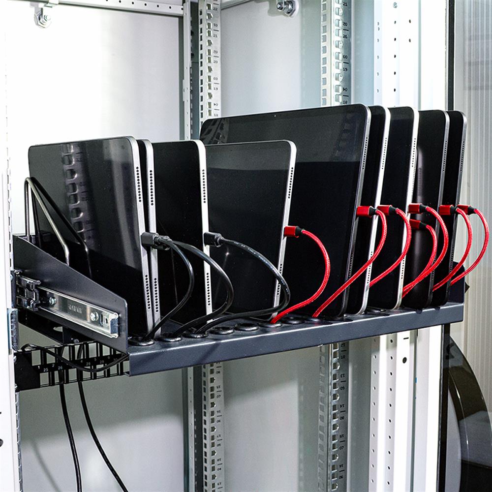 LogiLink Ausziehbarer 19"-Fachboden für Notebooks & Tablets – 4,5 HE, Schwarz