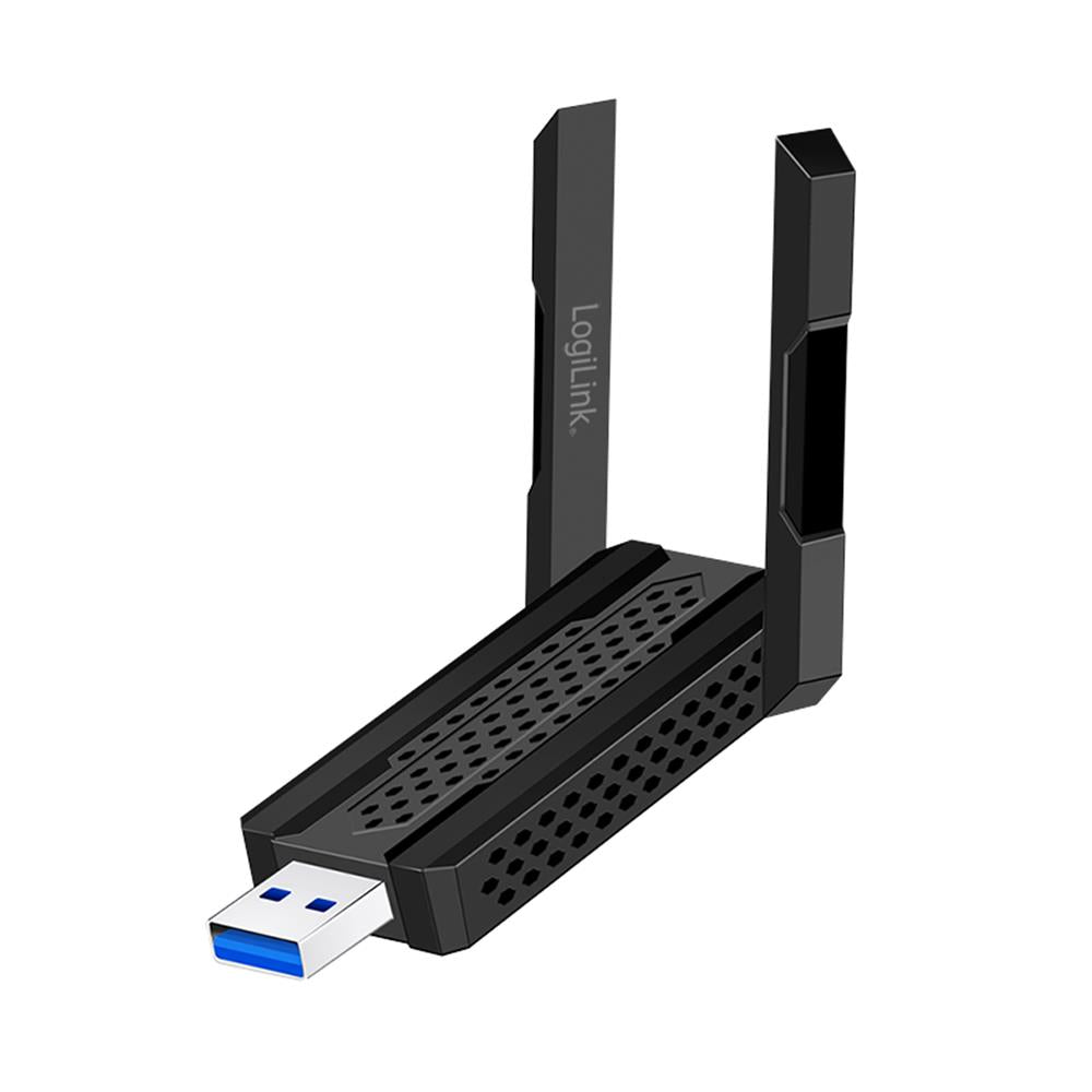 LogiLink Wi-Fi 6E USB Adapter – 1201 Mbit/s, 4 dBi Antennen, Hotspot-Funktion, Schwarz
