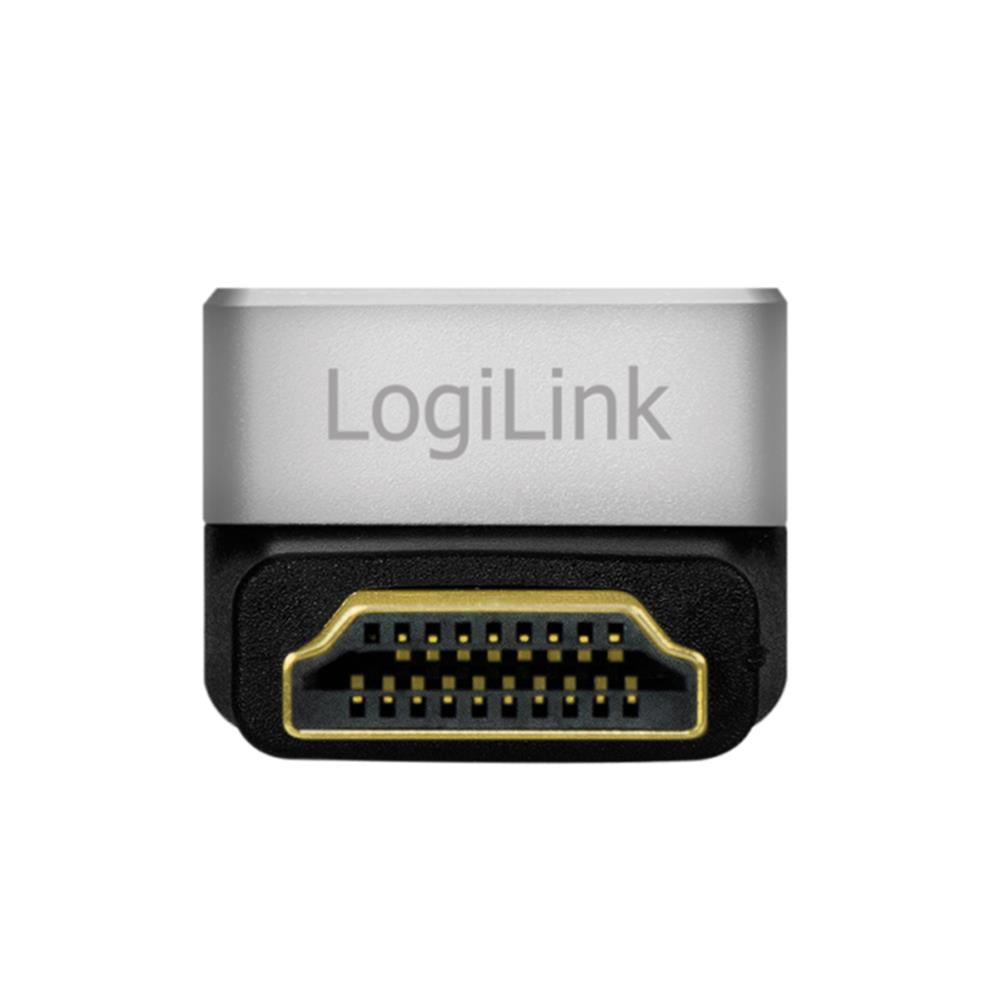 LogiLink HDMI-Adapter, A/M zu A/F, 90° gewinkelt, 8K/60 Hz, schwarz/grau