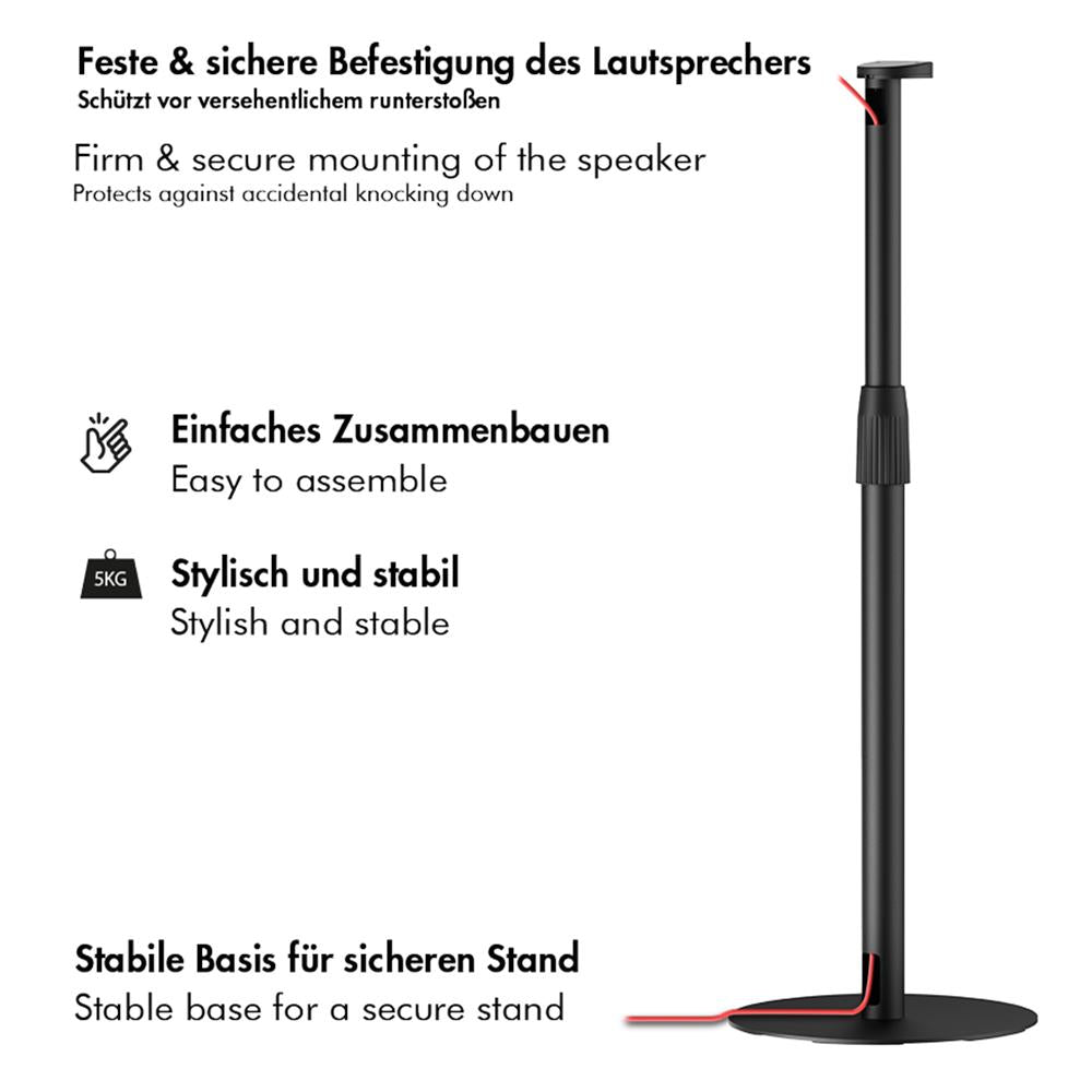 LogiLink Lautsprecherständer für SONOS ERA 100 & 300, höhenverstellbar, max. 5 kg, Schwarz