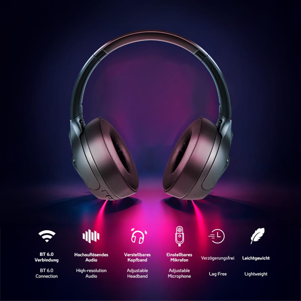 LogiLink BT0070 Bluetooth 6.0 Gaming-Headset mit 50h Akku und 3,5 mm AUX