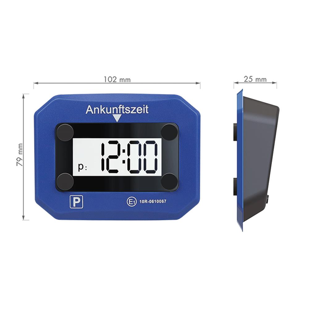 LogiLink Digitale Parkuhr, automatische Aktivierung, 24-Stunden-, Datum und Uhrzeit-Anzeige, SOS-Licht, Blau