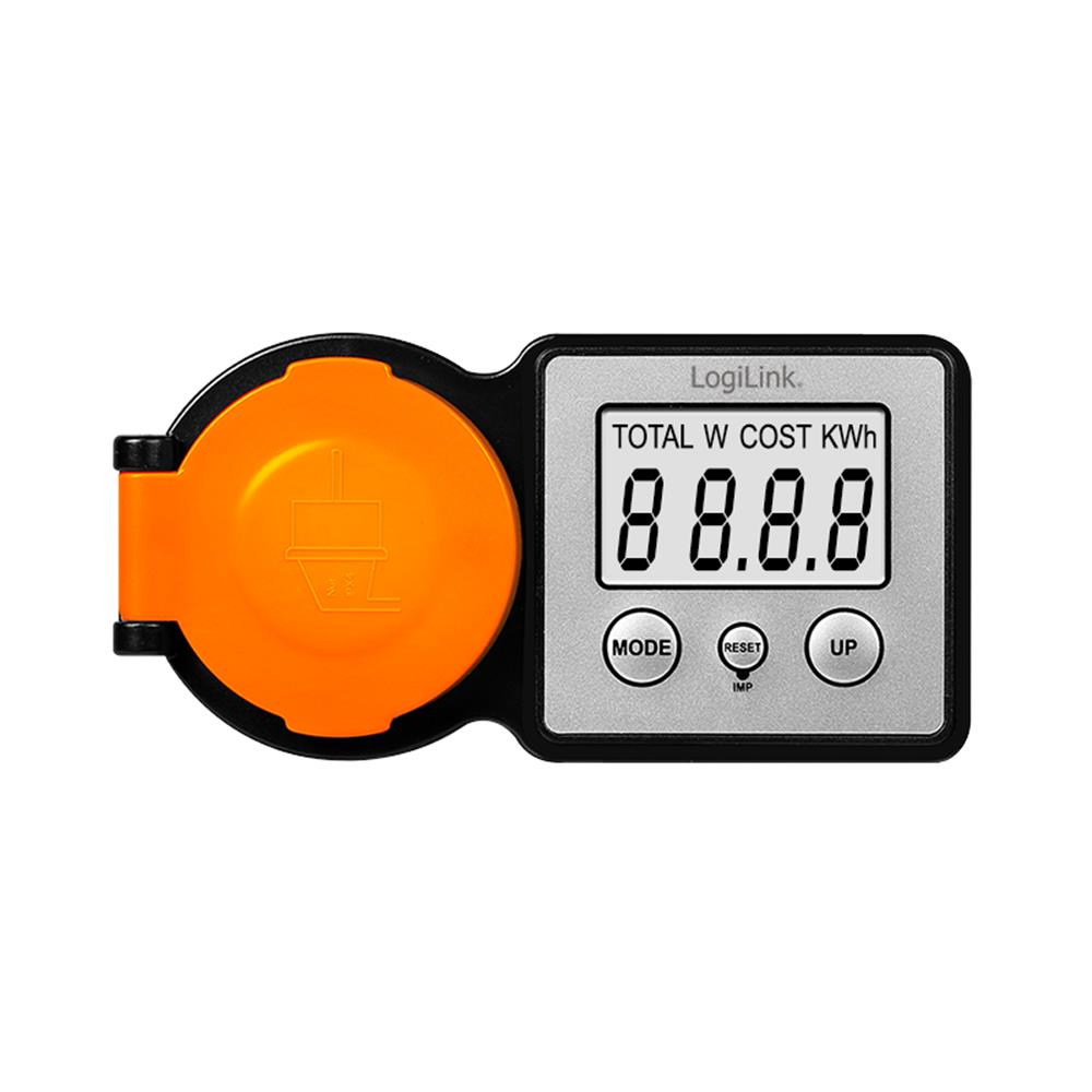 LogiLink Außensteckdose mit Energiekostenmesser & LCD – Stromverbrauch im Garten überwachen