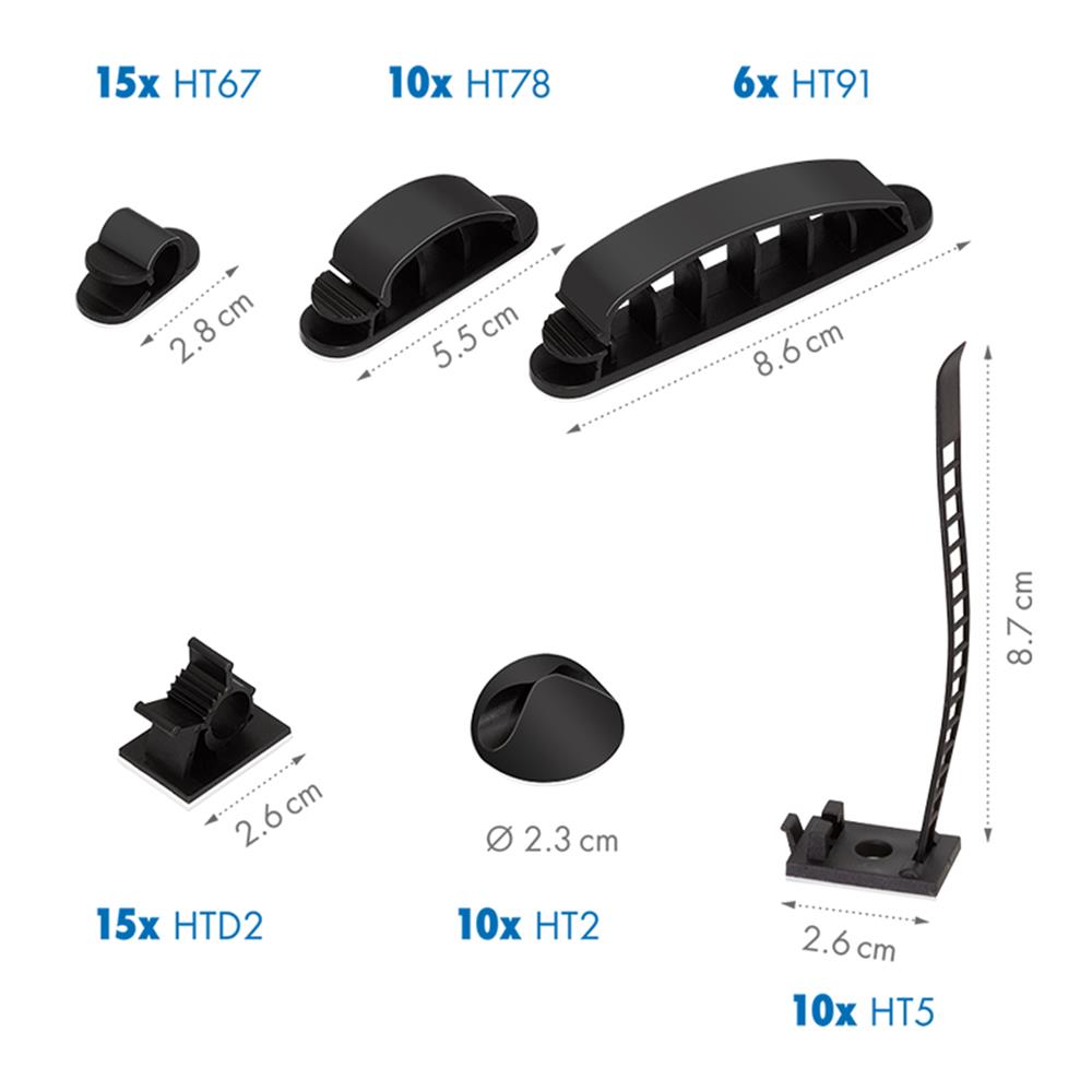 LogiLink Kabel-Organisations-Set in Box, 8 Artikel, 128 Stück, gemischtfarbig