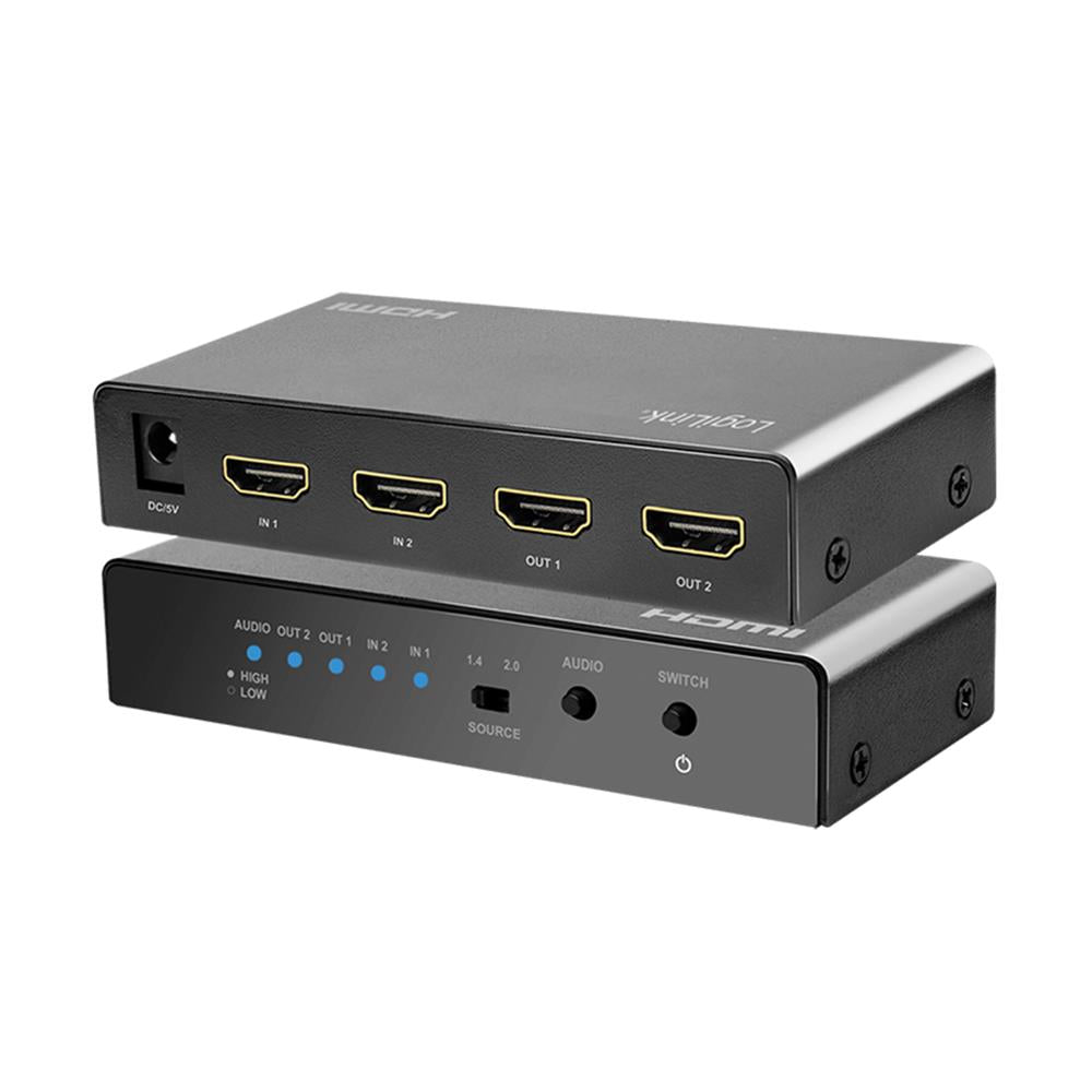 LogiLink HDMI-Switch – 2x2-Port, 4K/60 Hz, HDR, EDID, Downscaler