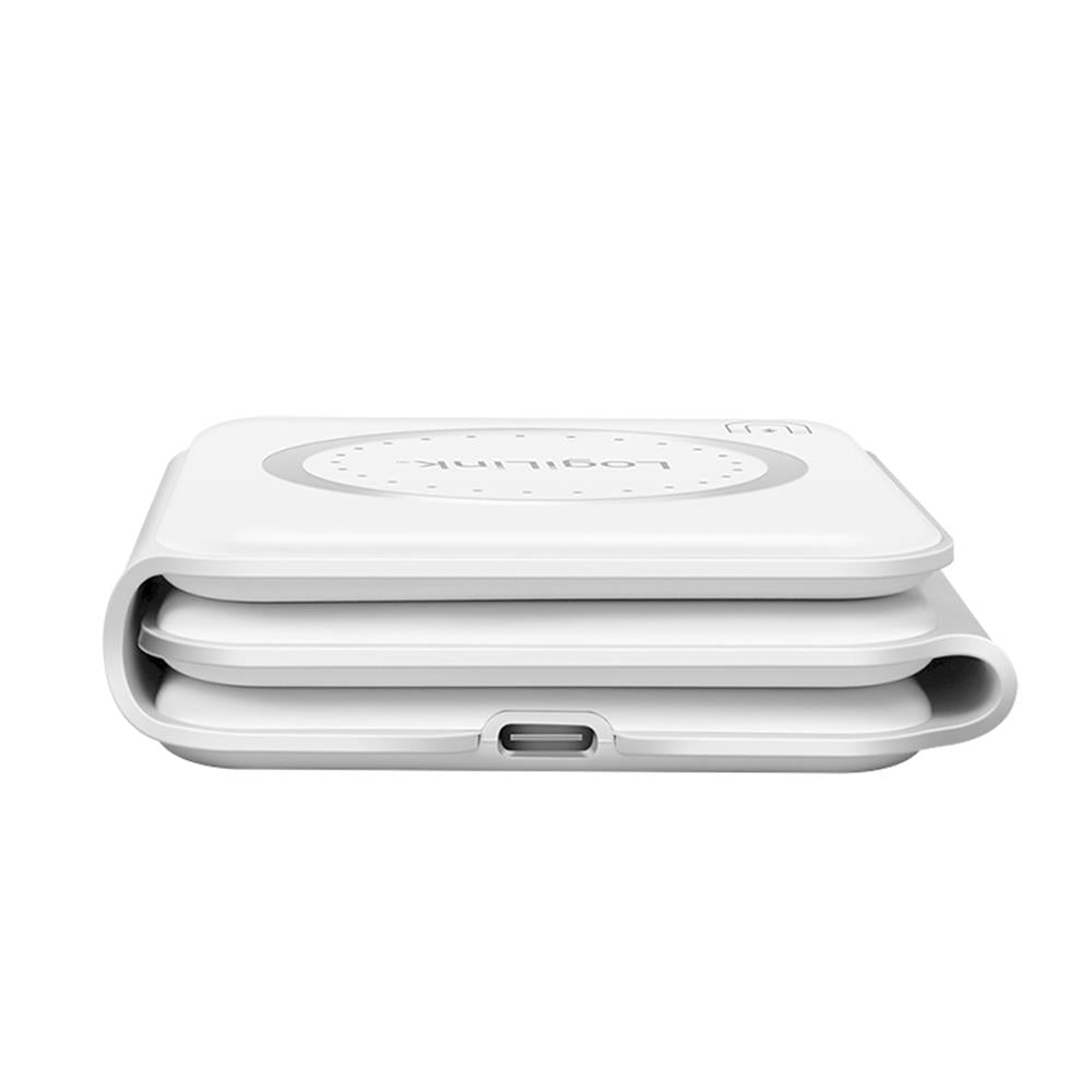 LogiLink Faltbare Ladestation, 15 W, kabellos, kompatibel mit iPhone, Apple Watch, AirPods, Weiß