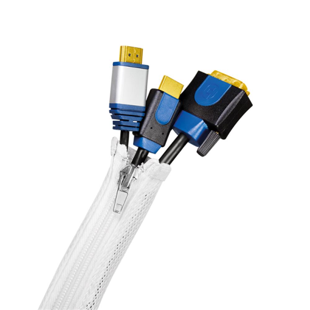 LogiLink Kabelschlauch mit Reißverschluss, 30 mm, Weiß, 5 m