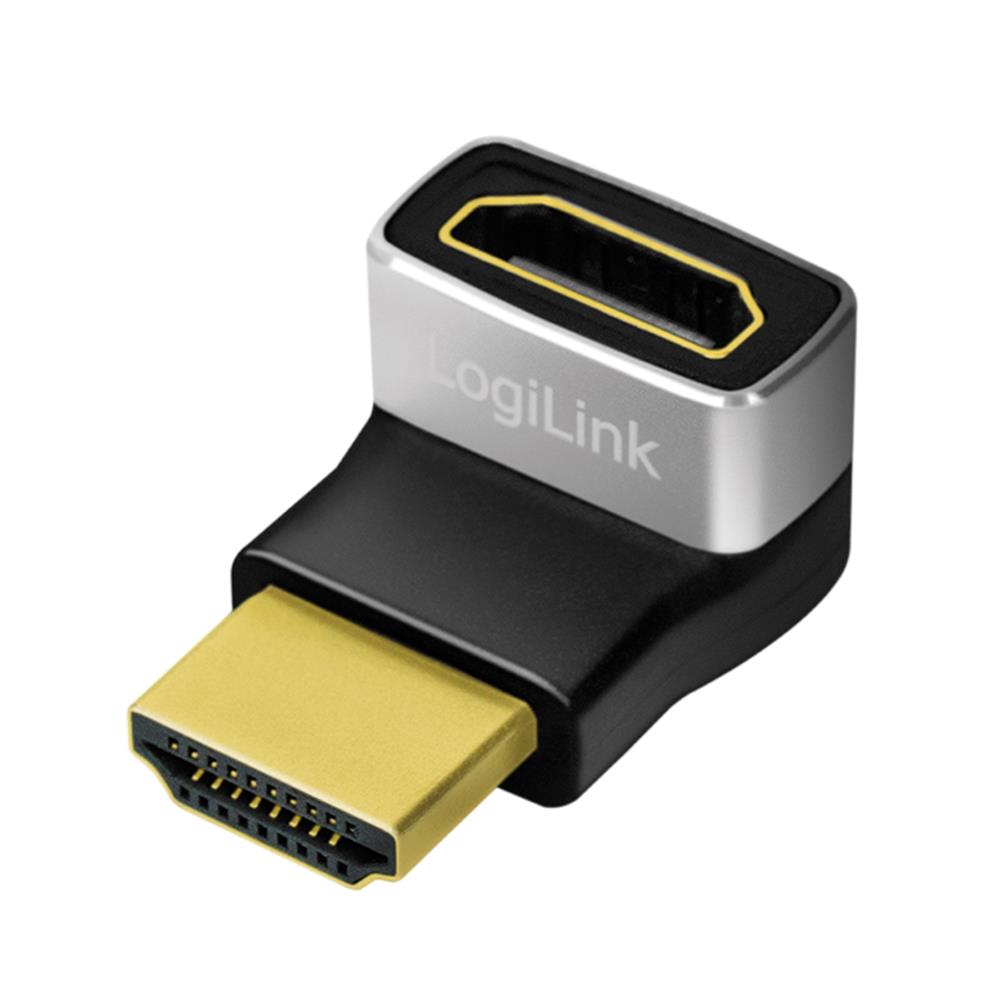 LogiLink HDMI-Adapter, A/M zu A/F 270° gewinkelt, 8K/60 Hz, schwarz/grau