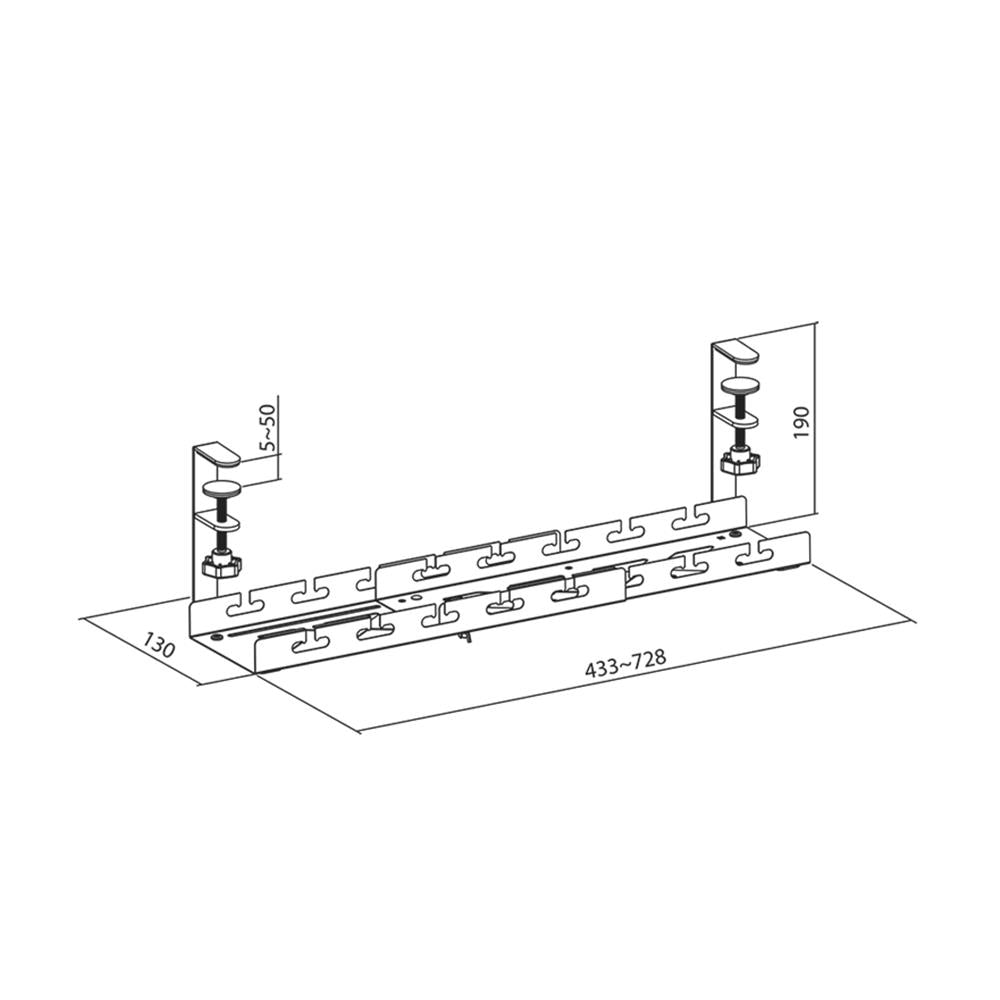 LogiLink Kabelrinnen-Organizer für Untertischmontage, ausziehbar, Metall, Schwarz
