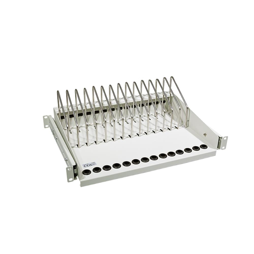 LogiLink Ausziehbarer 19"-Fachboden für Notebooks & Tablets – Lichtgrau, 4,5 HE