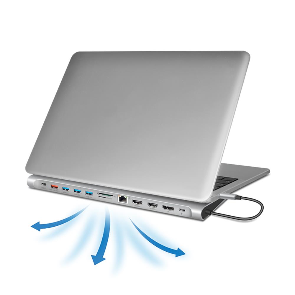 LogiLink USB 3.2 Gen2 Docking-Station – 12-Port, USB-C, PD 100 W, Silber