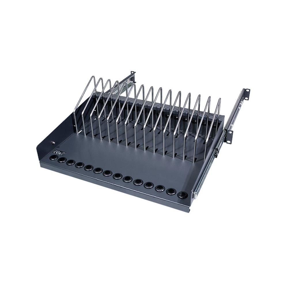 LogiLink Ausziehbarer 19"-Fachboden für Notebooks & Tablets – 4,5 HE, Schwarz