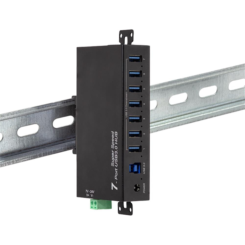 LogiLink USB 3.0 Industrie-Hub, 7 Ports, 5 Gbit/s, 10 W, Schwarz