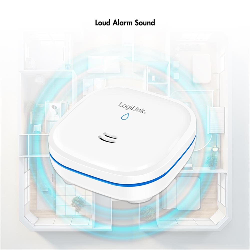 LogiLink Wasserlecksensor – Zuverlässiger Schutz vor Wasserschäden, IP65, Alarm >85 dB