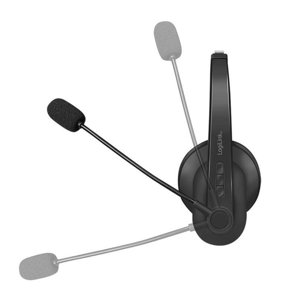 LogiLink Bluetooth Mono Headset mit Mikrofon und Ladestation, Schwarz