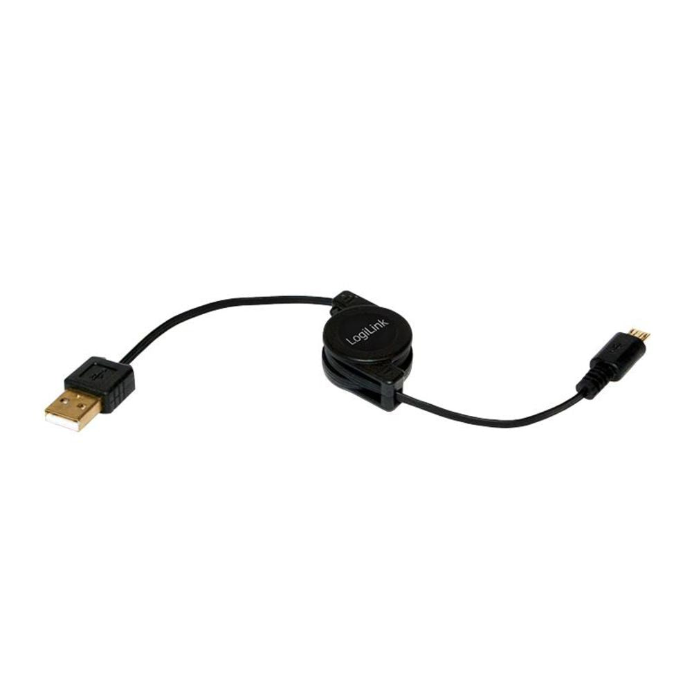 LogiLink Ausziehbares USB 2.0 zu Micro USB B 5pin Kabel 75 cm