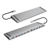 LogiLink USB 3.2 Gen2 Docking-Station – 12-Port, USB-C, PD 100 W, Silber