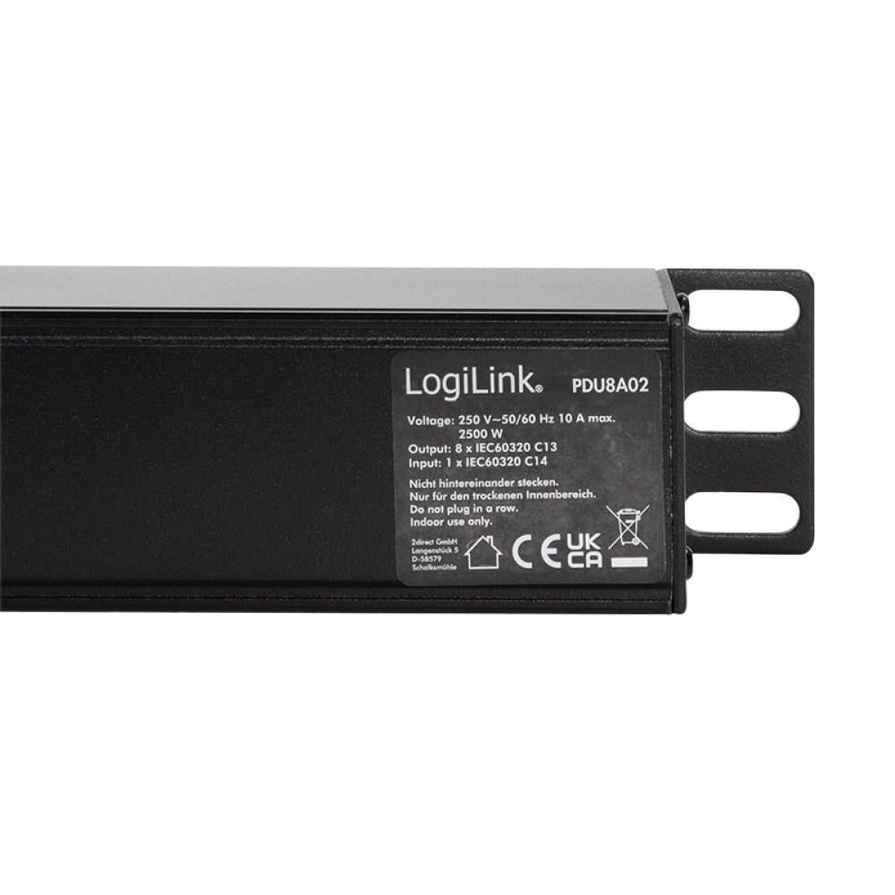 LogiLink 19" Steckdosenleiste 8-fach IEC320 C13 mit ÜSS und Schalter