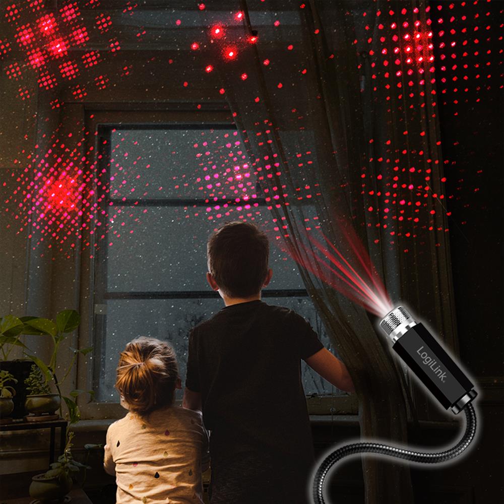 LogiLink USB-A LED-Sternenlicht, 6-Lichtmuster, mit flexiblem Hals