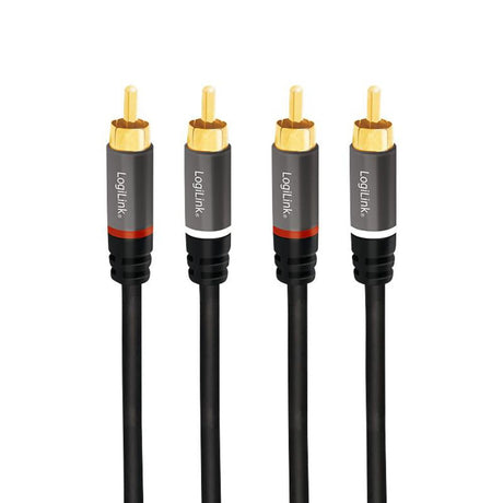 LogiLink Audio-Kabel 2x Cinch/male zu 2x Cinch/Stecker vergoldete Kontakte schwarz 1,5 m