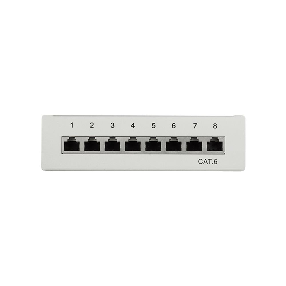 LogiLink Cat.6 Patchpanel 8 Ports geschirmt, Desktop, hellgrau