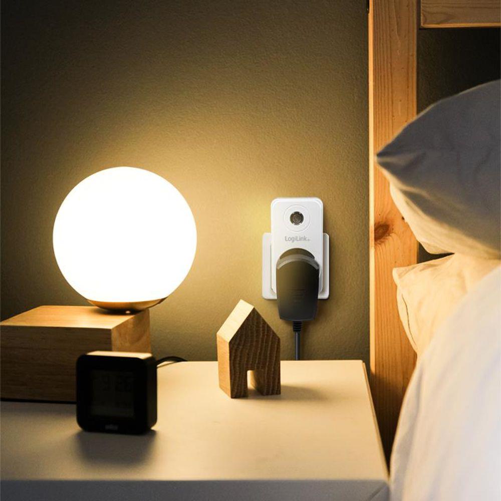 LogiLink Steckdosenadapter mit Dämmerungssensor, 1x Schutzkontaktbuchse, Weiß