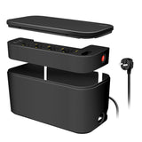 LogiLink Kabelbox mit 5-fach-Steckdosenleiste, 3x USB, 285 x 145 x 13 mm, schwarz