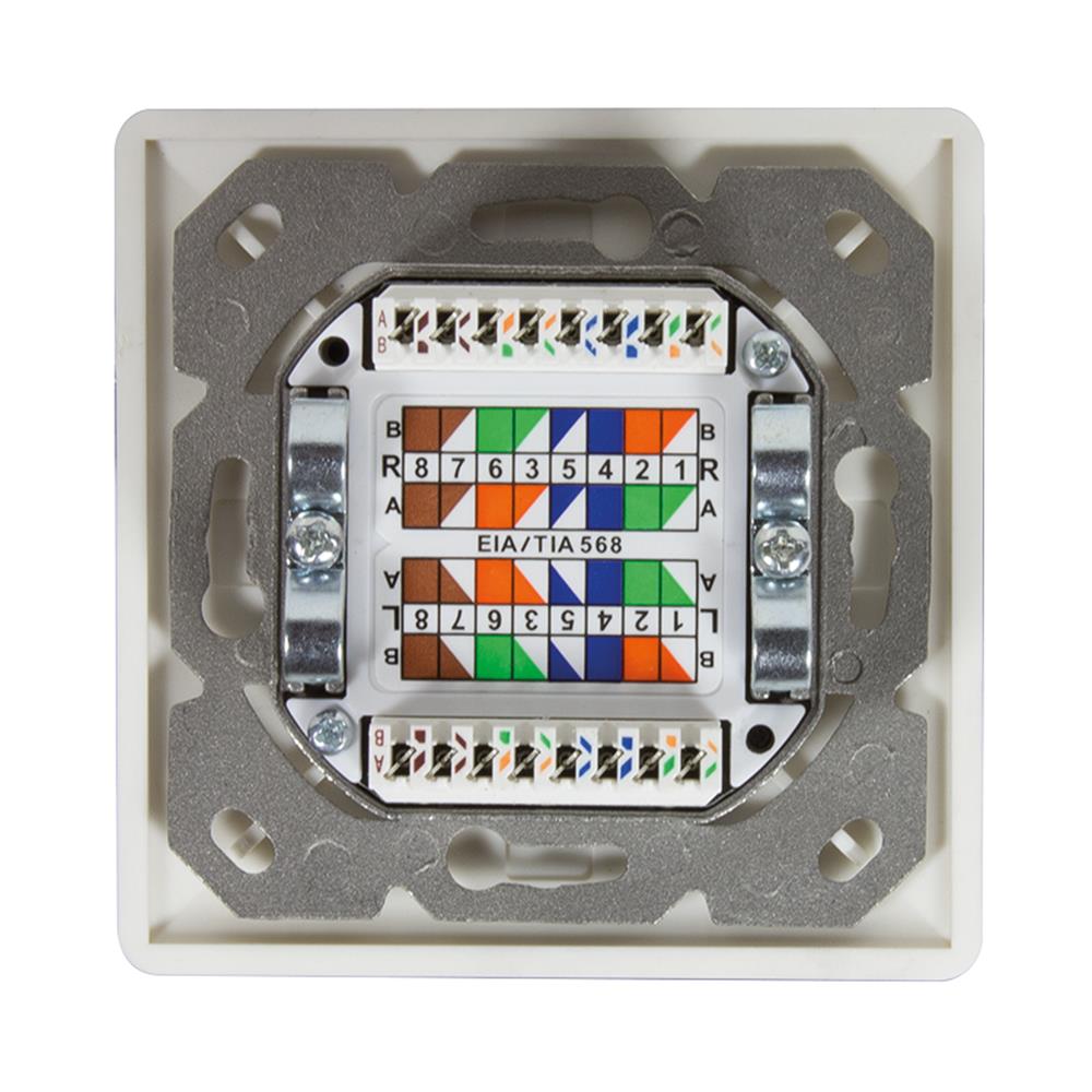 LogiLink Netzwerkdose Cat.6A Unterputz und Aufputz mit 2x RJ45 geschirmt, Reinweiß