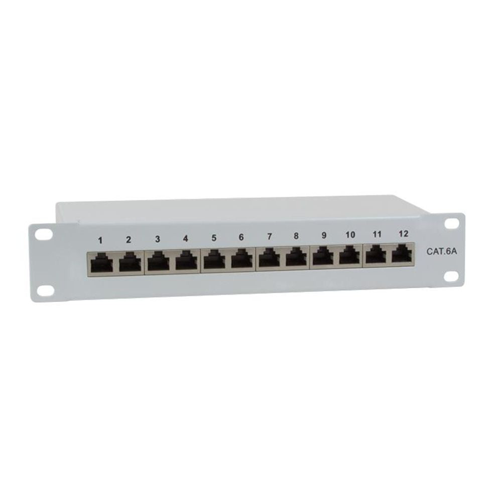 LogiLink Patchpanel 10" Einbau Kat.6A STP 12 Ports grau