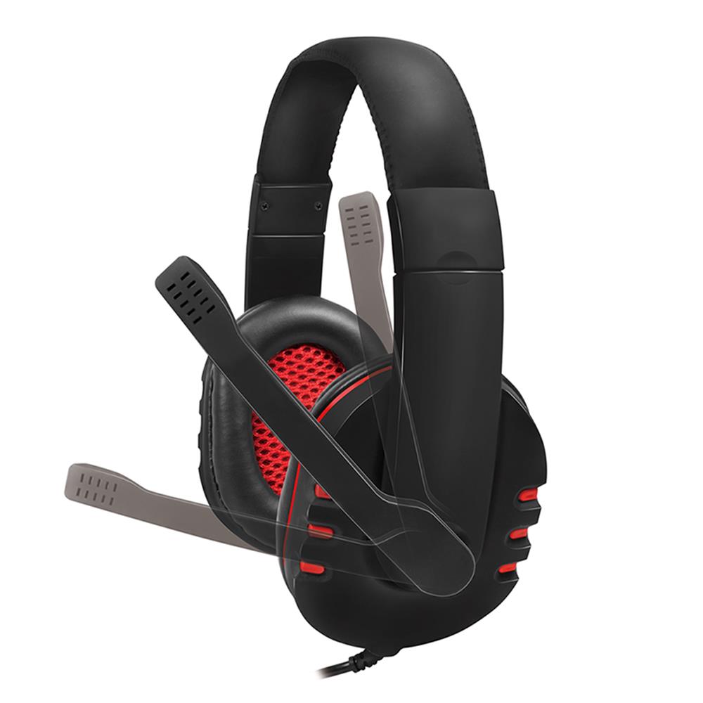 LogiLink Stereo-Headset, 1x USB-A-Stecker, Bügelmikrofon, Gaming, Schwarz/Rot