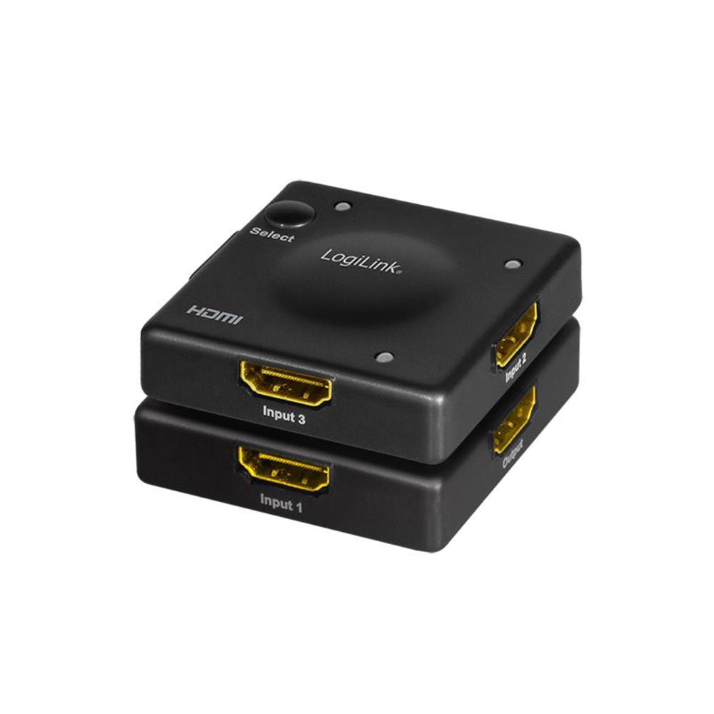 LogiLink HDMI switch 3x1 Port 1080p/60 Hz HDCP CEC Mini ABS Gehäuse Full HD 3 Geräte automatisch umschalten