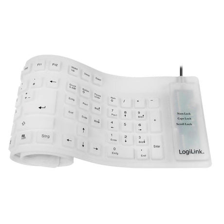 LogiLink Tastatur Flexibel Wasserfest USB PS/2 weiß