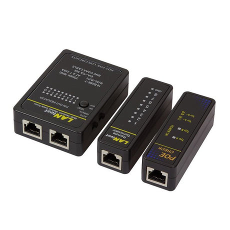 LogiLink Tester für RJ11-, RJ45- und BNC-Kabel, mit Remote Einheit & PoE Finder