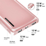 LogiLink Powerbank 10.000 mAh, 2× USB-A & 1× USB-C, Schnellladen, Roségold