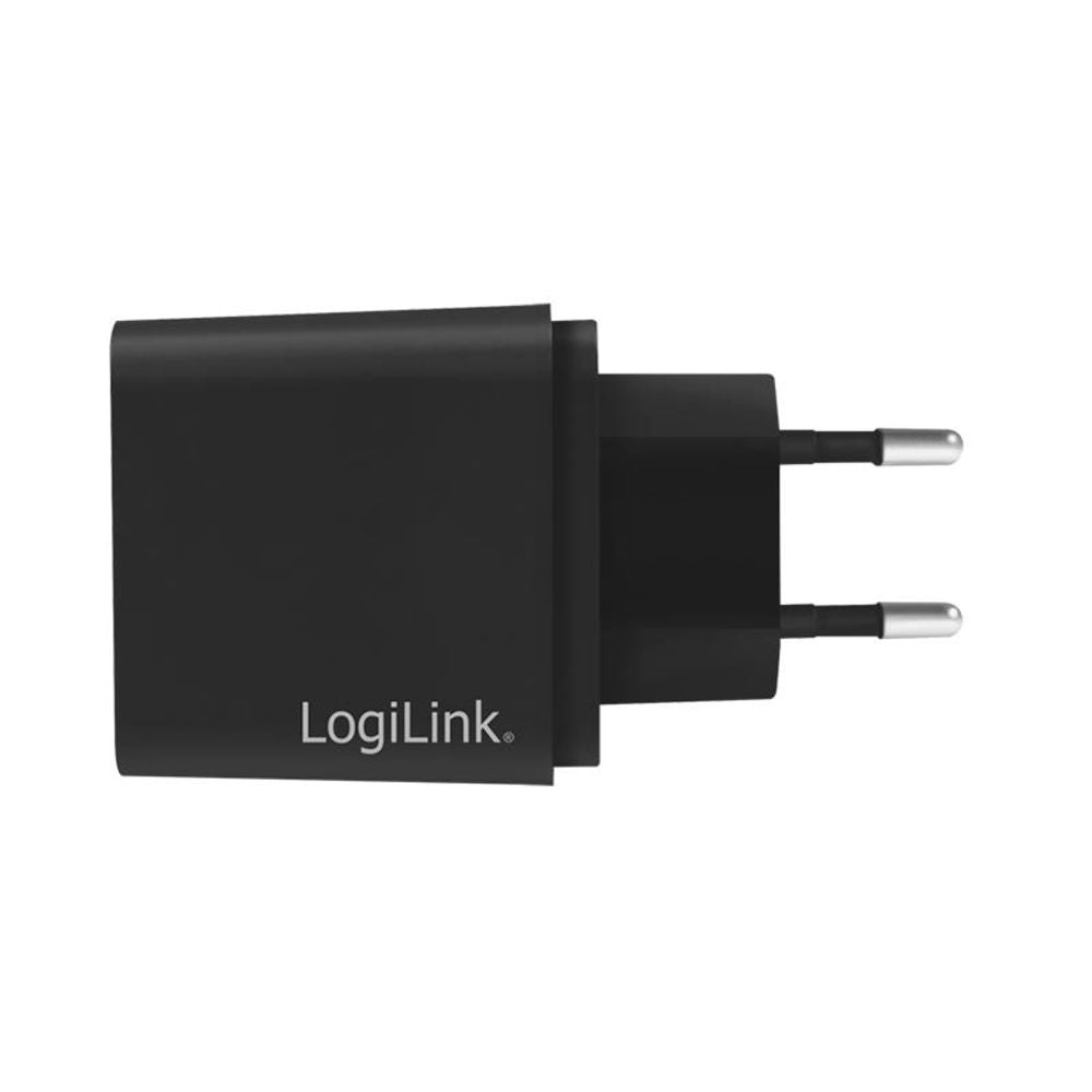 LogiLink Steckdosenadapter mit USB-C Power-Delivery, 18W, Schwarz