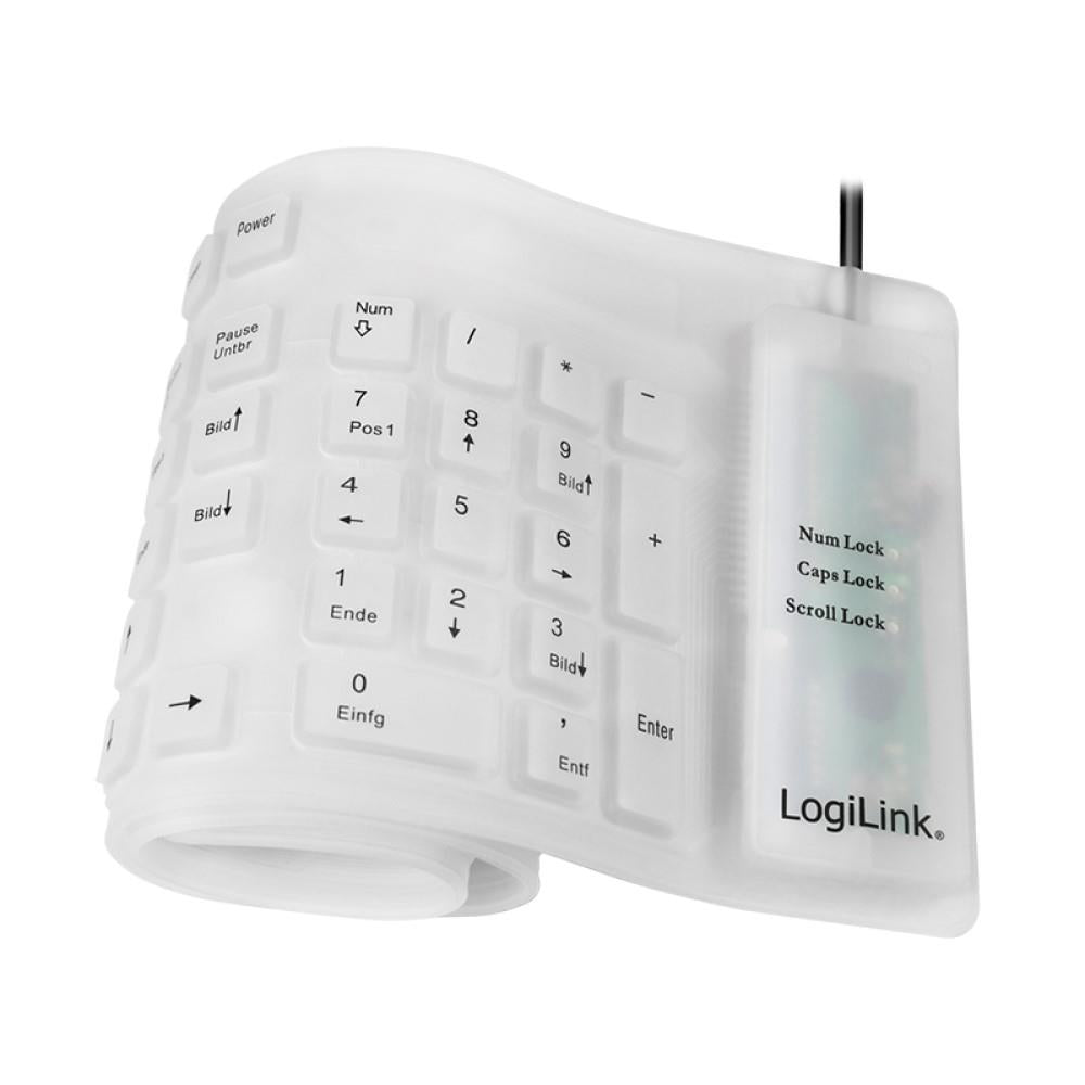 LogiLink Tastatur Flexibel Wasserfest USB PS/2 weiß