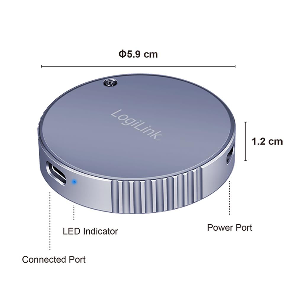 LogiLink Magnetisches USB 3.2 Gen2 SSD-Gehäuse, 100 W PD, MagSafe-kompatibel, Spacegrau