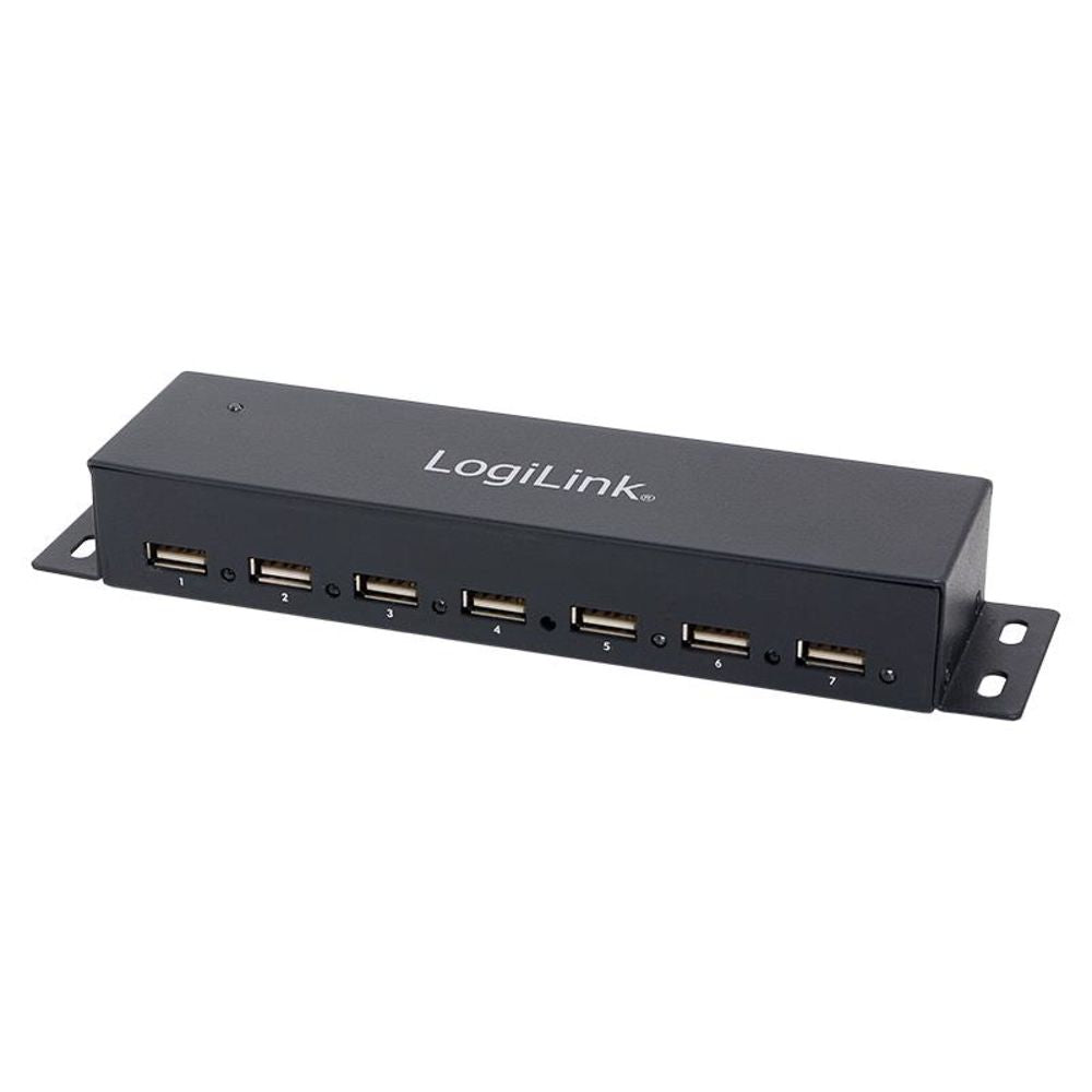 LogiLink USB 2.0 Hub mit 7-Ports montierbar aus Metall mit LED Anzeige