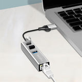 LogiLink USB 3.2 Gen1 Hub mit RJ45, 3x USB-A, 2-in-1 Kabel, Silber