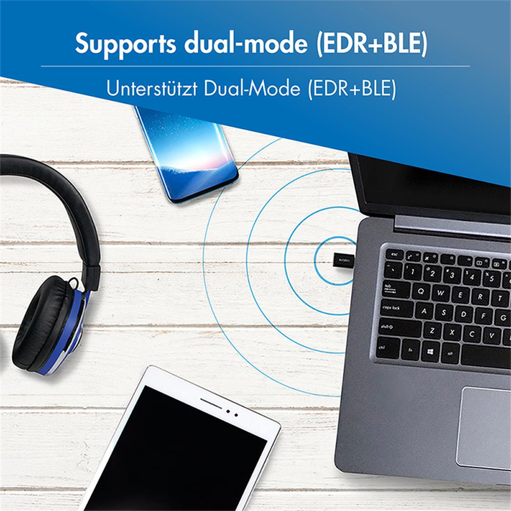 LogiLink Bluetooth 5.3 Adapter – USB-C Gen1, 20 m Reichweite, Schwarz