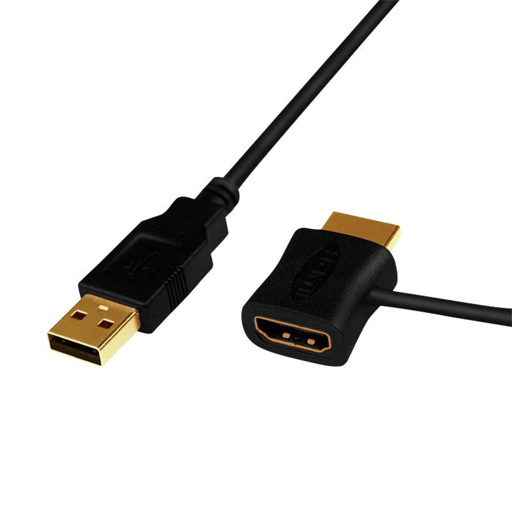 LogiLink HDMI USB Strom Einspeiseadapter Kabel 0,5m schwarz