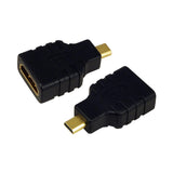 LogiLink HDMI-Adapter, Micro-D/M zu A/F, 4K/30 Hz, schwarz