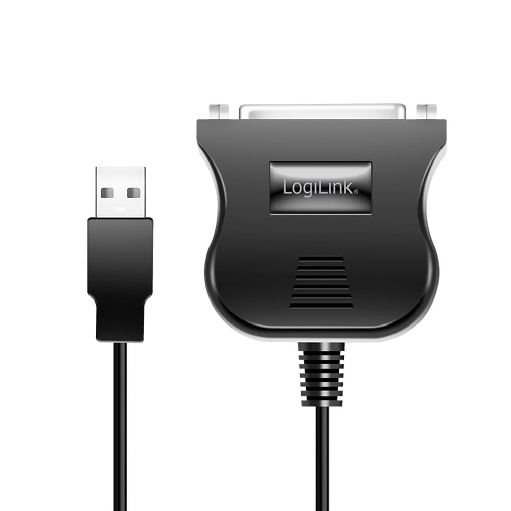 LogiLink USB 1.1-Kabel USB-A/M zu DB25/M – 1,8 m, bidirektional, schwarz