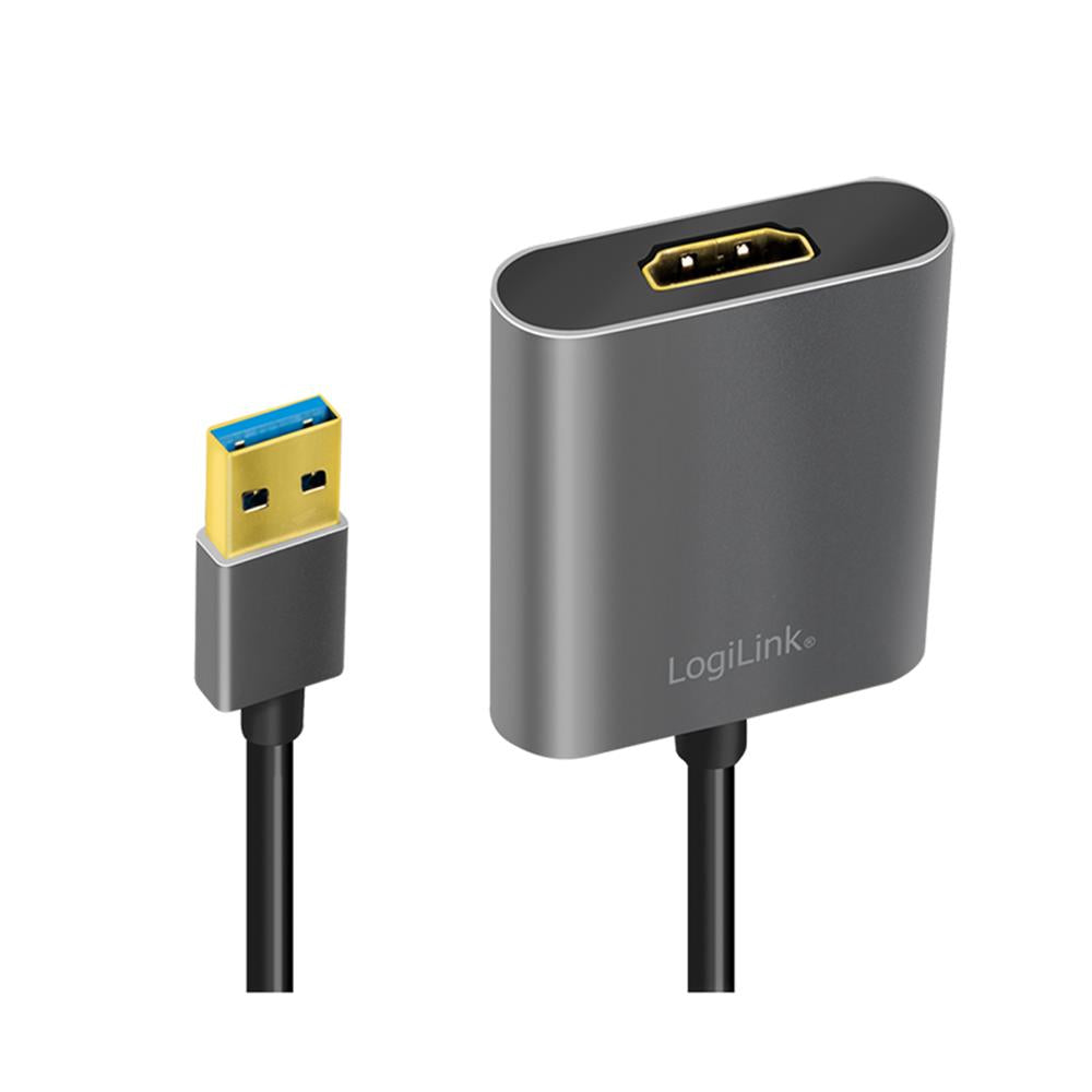 LogiLink USB 3.0-Adapter USB-A/M zu HDMI-A/F, 1080p, schwarz, 0,15 m